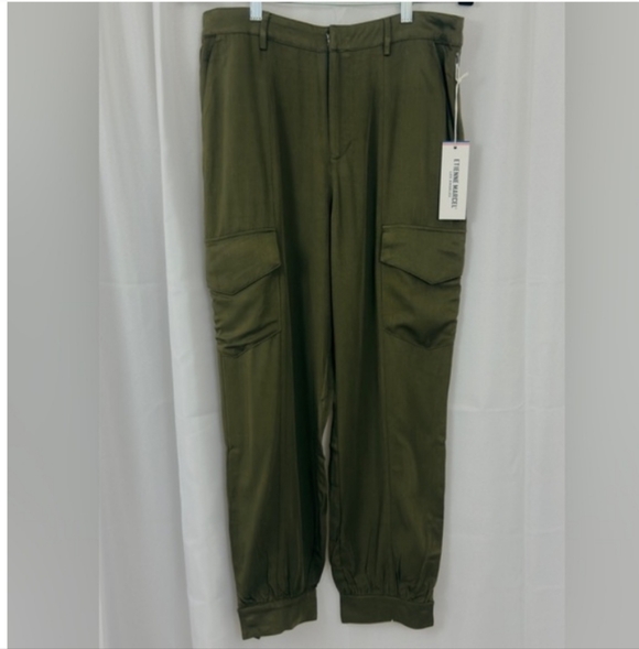 Etienne Marcel Olive Army Green Lightweight Crop Ankle Snap Cargo Pants NWT 27 - Picture 5 of 9